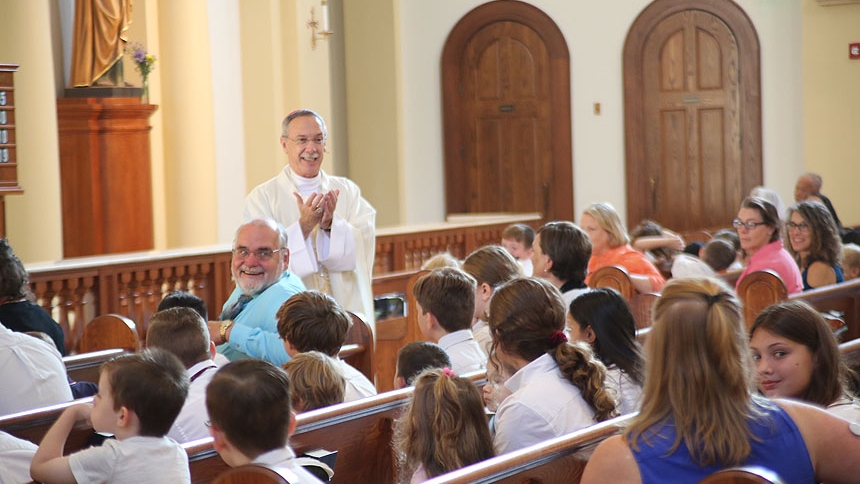 Bishop Zarama visits St. Catherine of Siena School