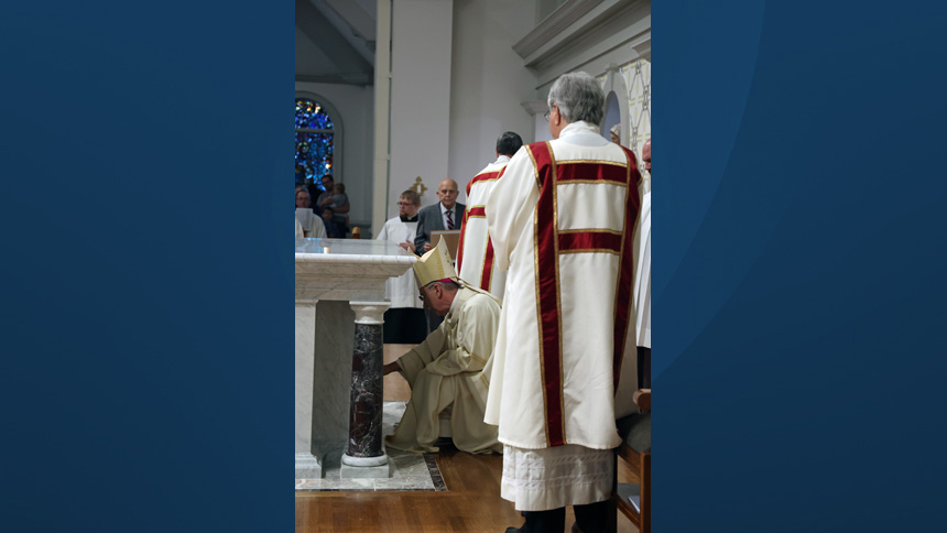 New altar is blessed to celebrate 25th anniversary of church building at St. Michael.