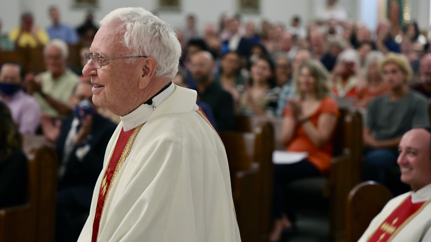 New altar is blessed to celebrate 25th anniversary of church building at St. Michael.