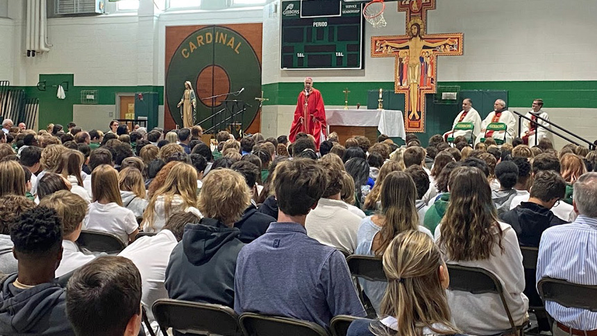 Gibbons welcomes bishop for all-school Mass